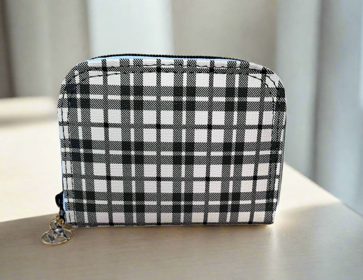 Classic Zip around wallet plaid