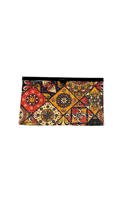 Clasp Wallet Cork Moroccan Tile