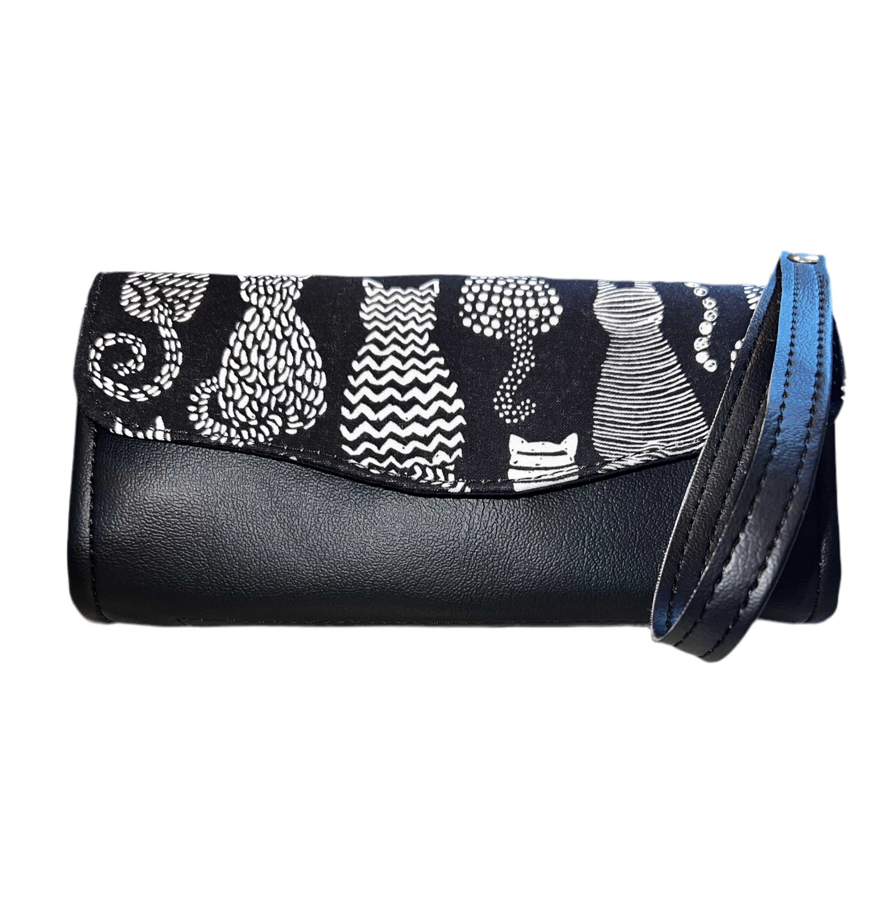 NCW Black Cat wristlet vinyl flap  (custom made)