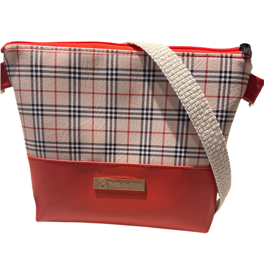 Alyssa boxed tan plaid crossbody