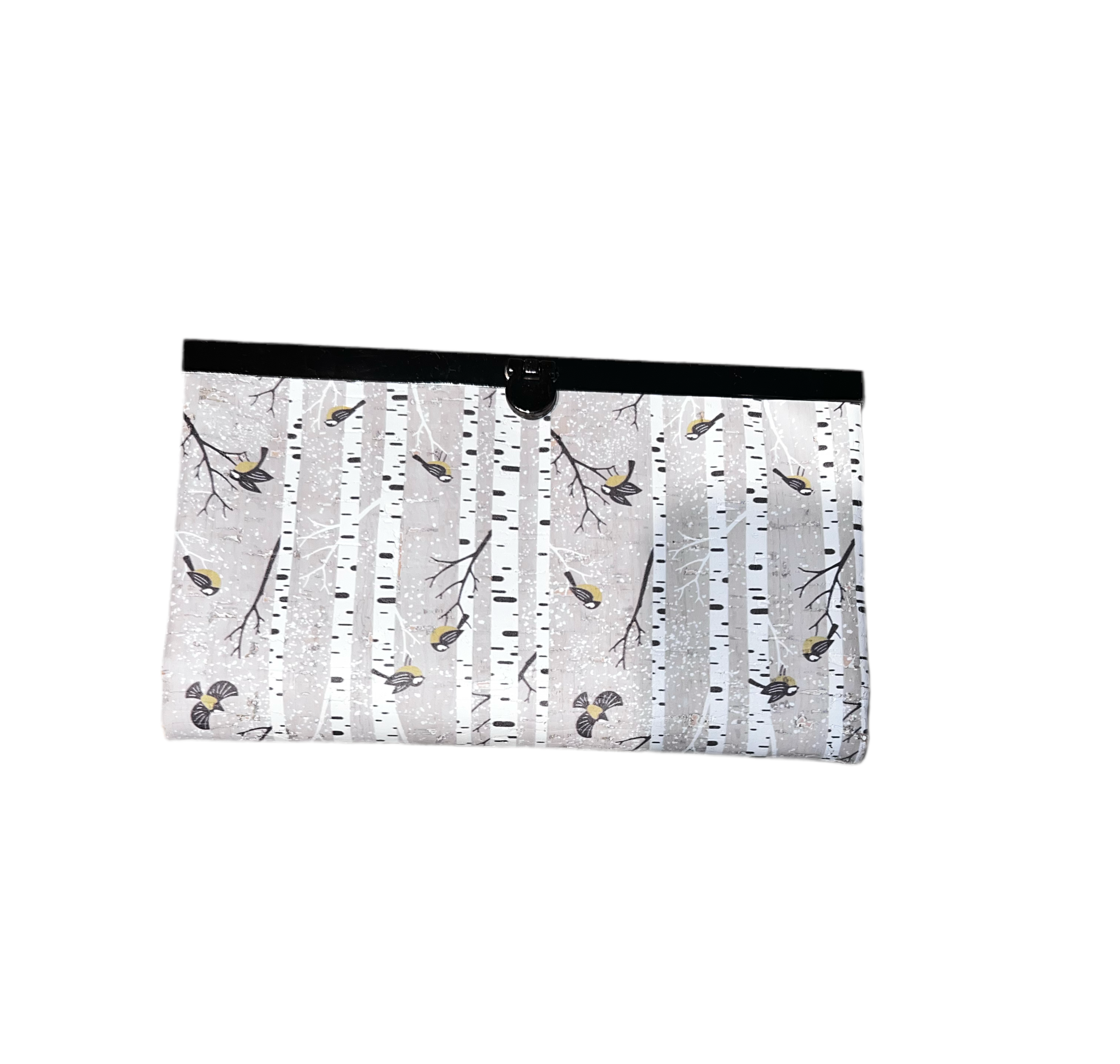 Clasp Wallet Cork Birds and branches