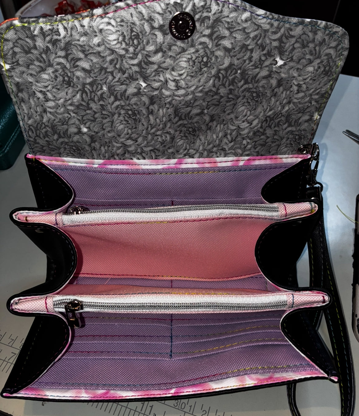 NCW Black Cat wristlet vinyl flap  (custom made)