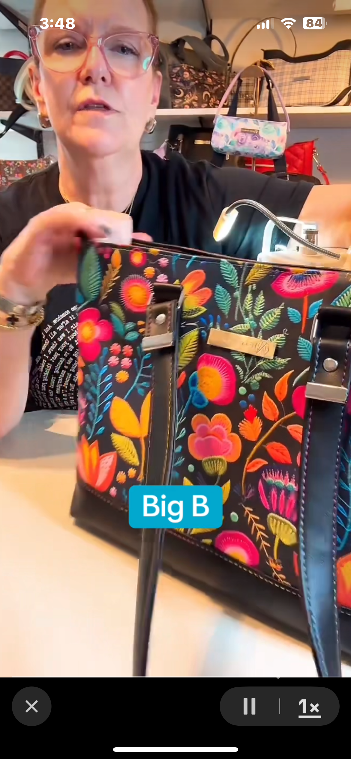 Big B Tote Embroidery Floral