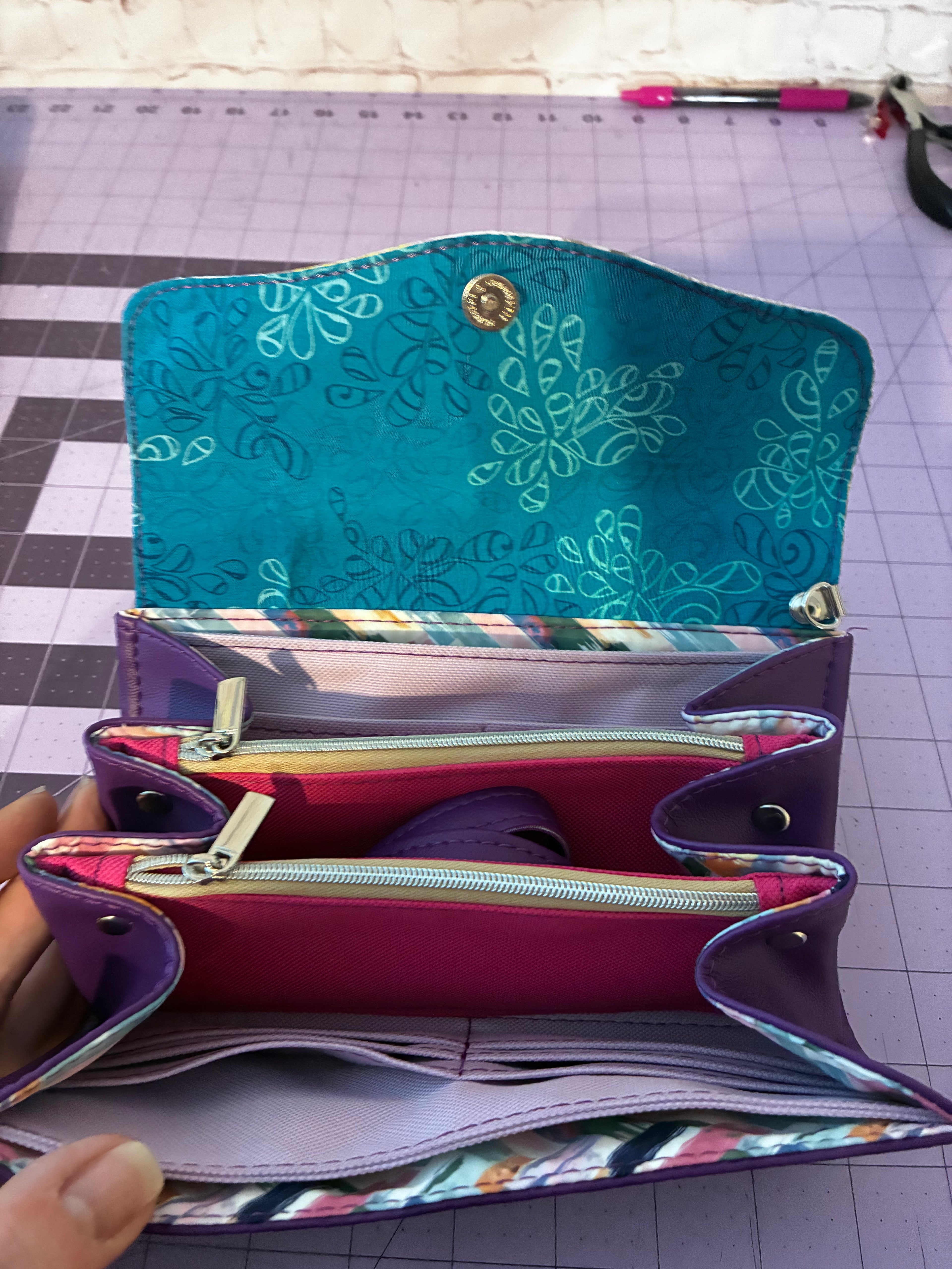 NCW 3D Pastel DAISY wallet wristlet (custom) royal purple