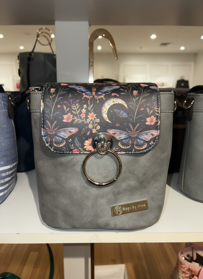 Baby Belle bucket bag (custom) silver hardware HB and moon are custom