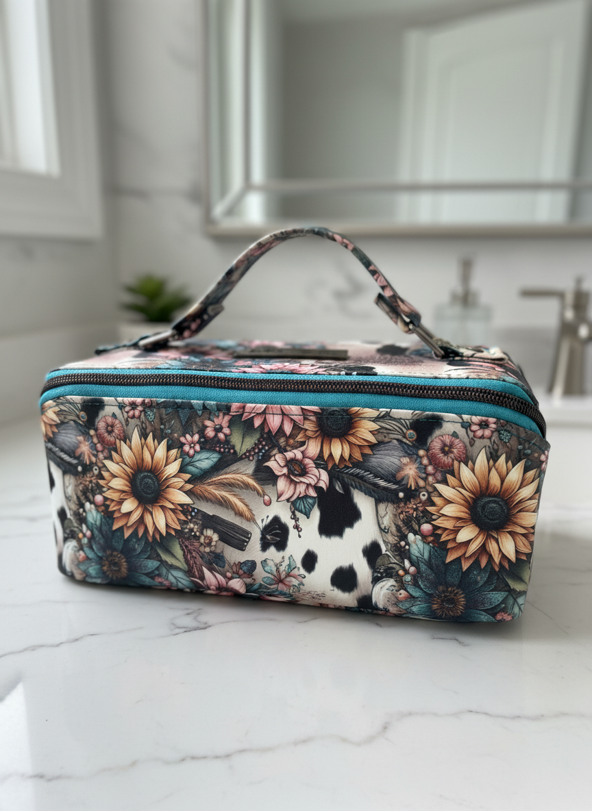 Cosmetic Bag Flower Cow (custom)