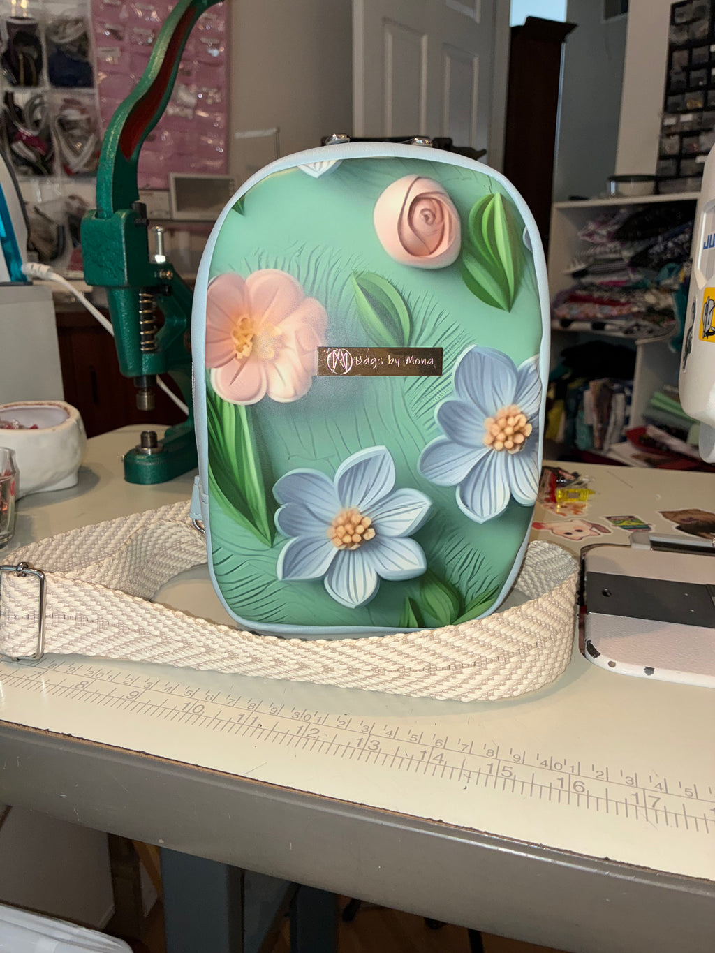 Teren powder blue and 3D Floral custom