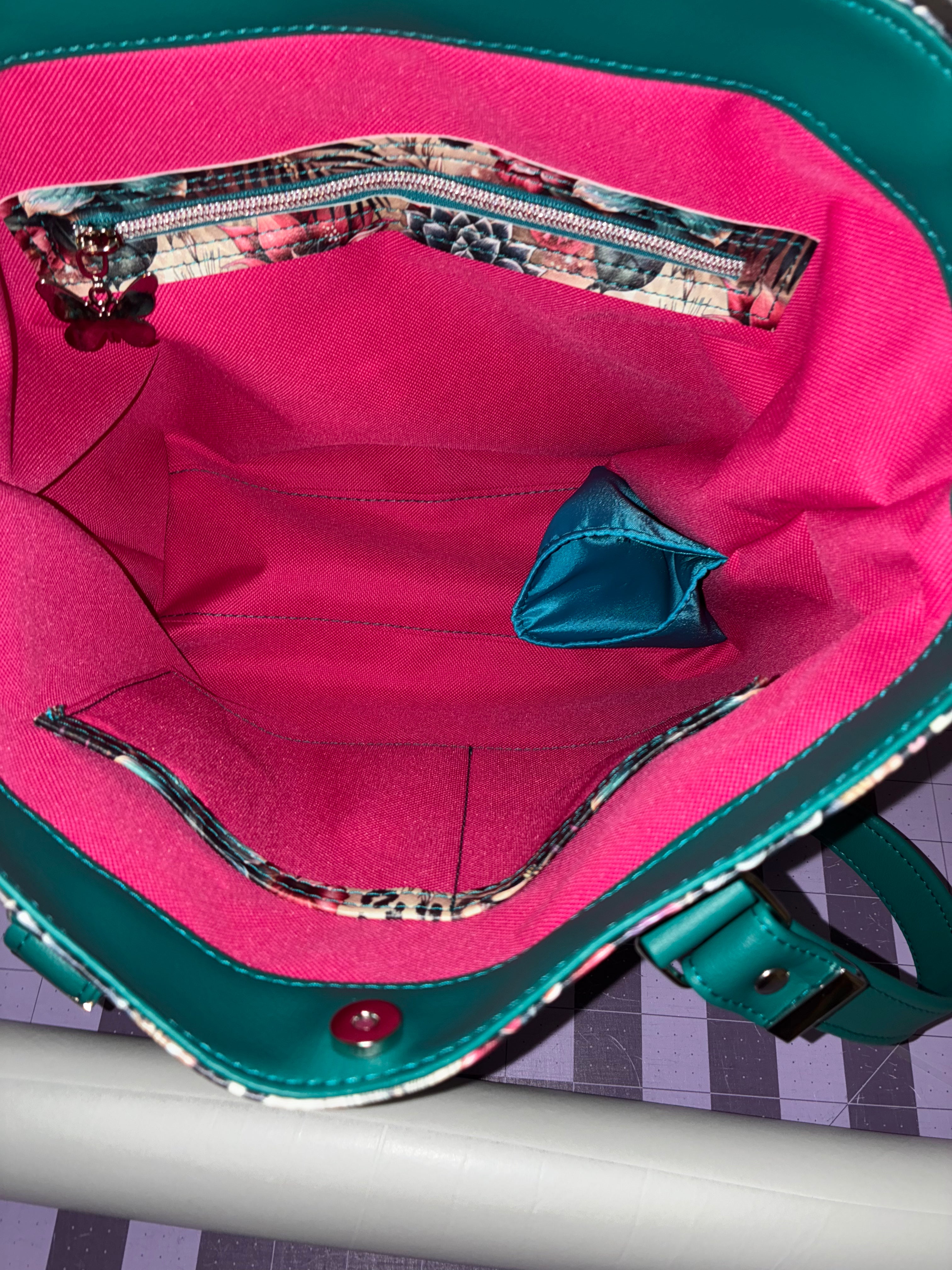 Big B Tote floral animal   And Teal (custom)