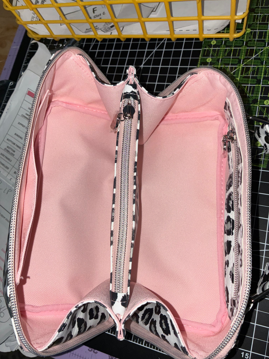 Cosmetic case Snow leopard and pink CUSTOM ORDER