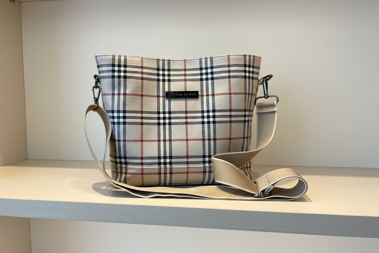 Mini B handbag Burb and tan (custom) CROSSBODY VERSION