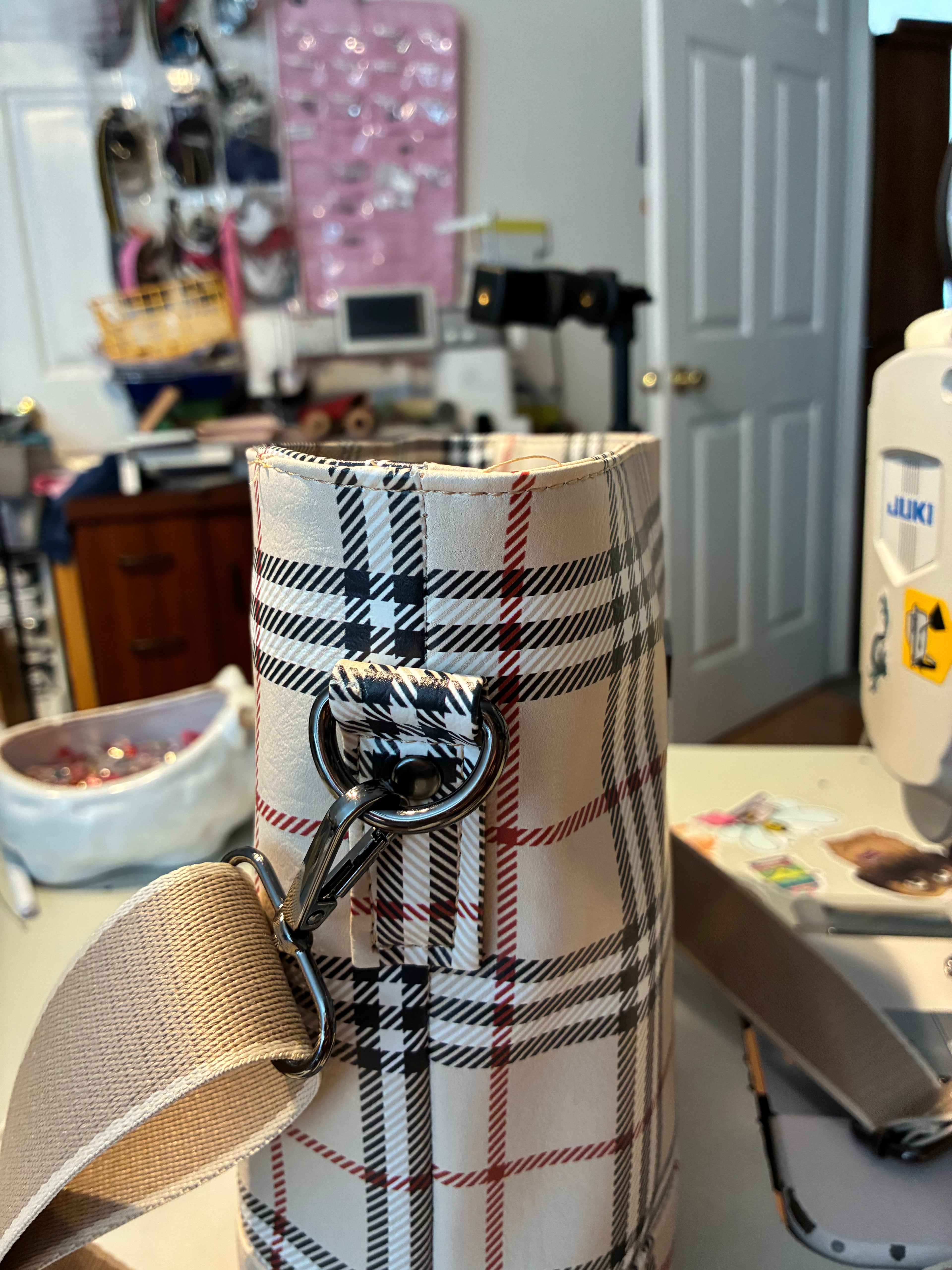 Mini B handbag Burb and tan (custom) CROSSBODY VERSION