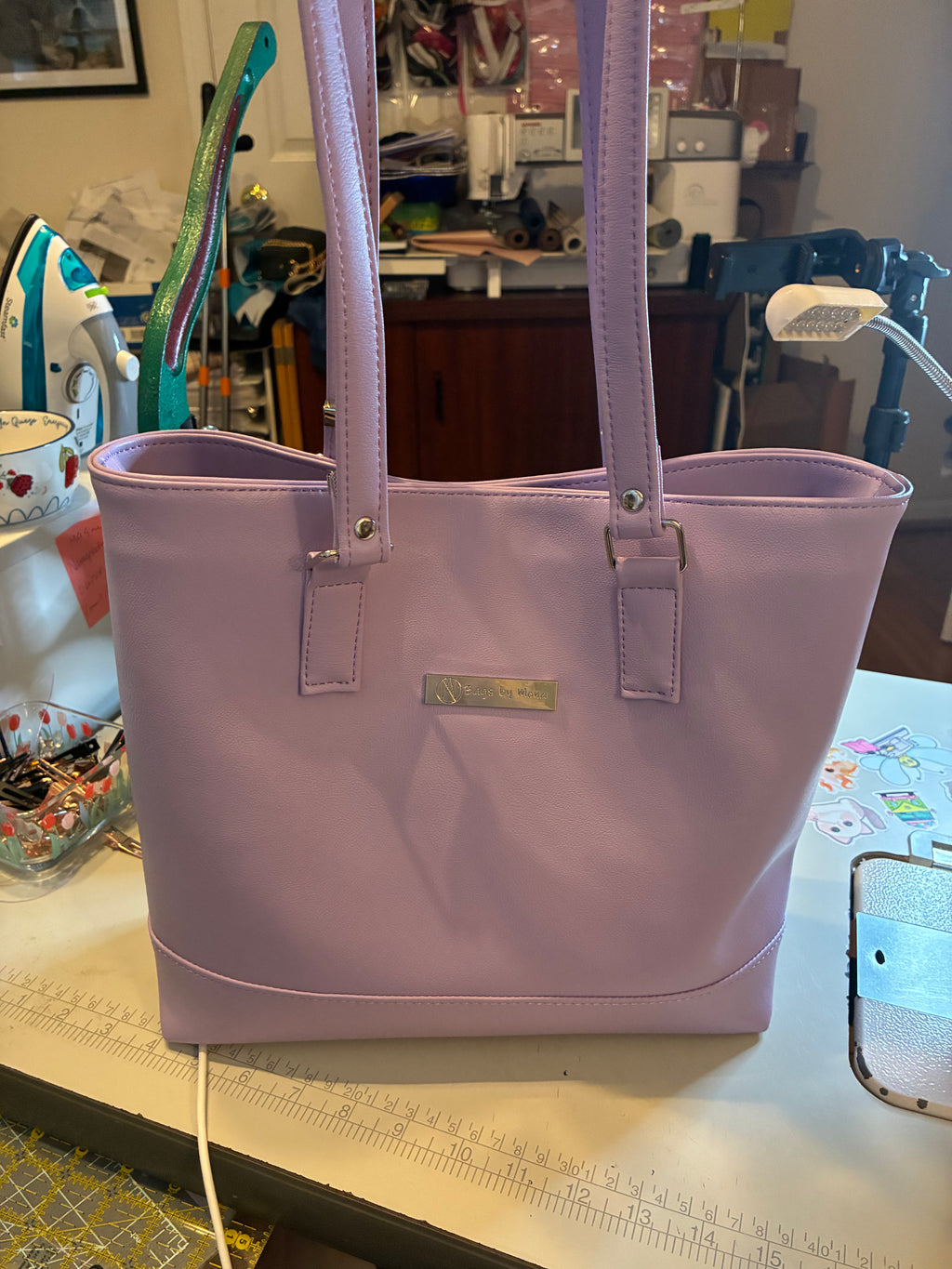 Big B Tote Lilac & Hearts (Custom)