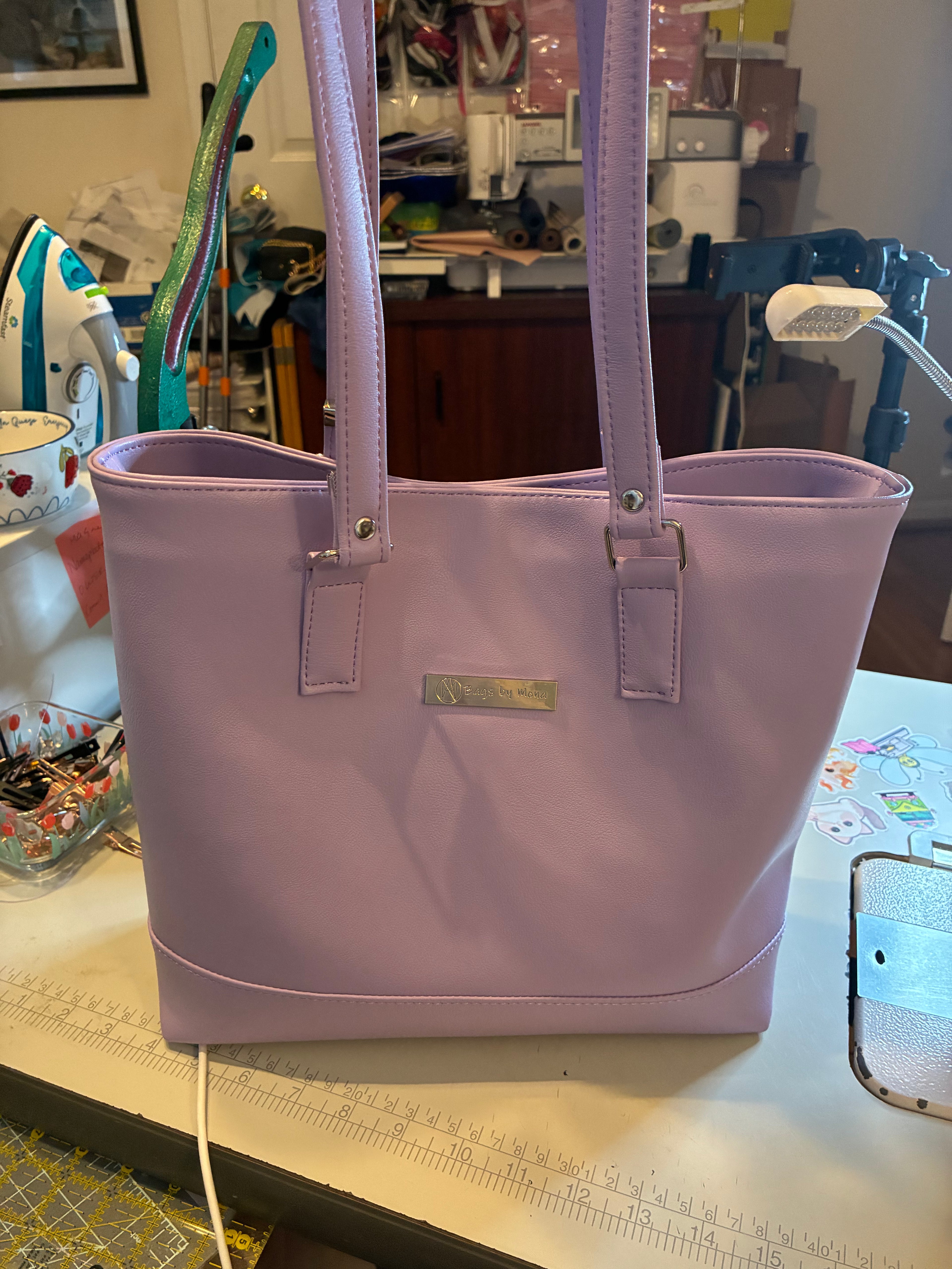 Big B Tote Lilac & Hearts (Custom)