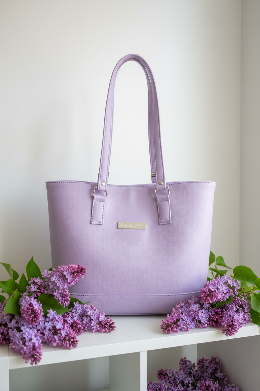 Big B Tote Lilac & Hearts (Custom)