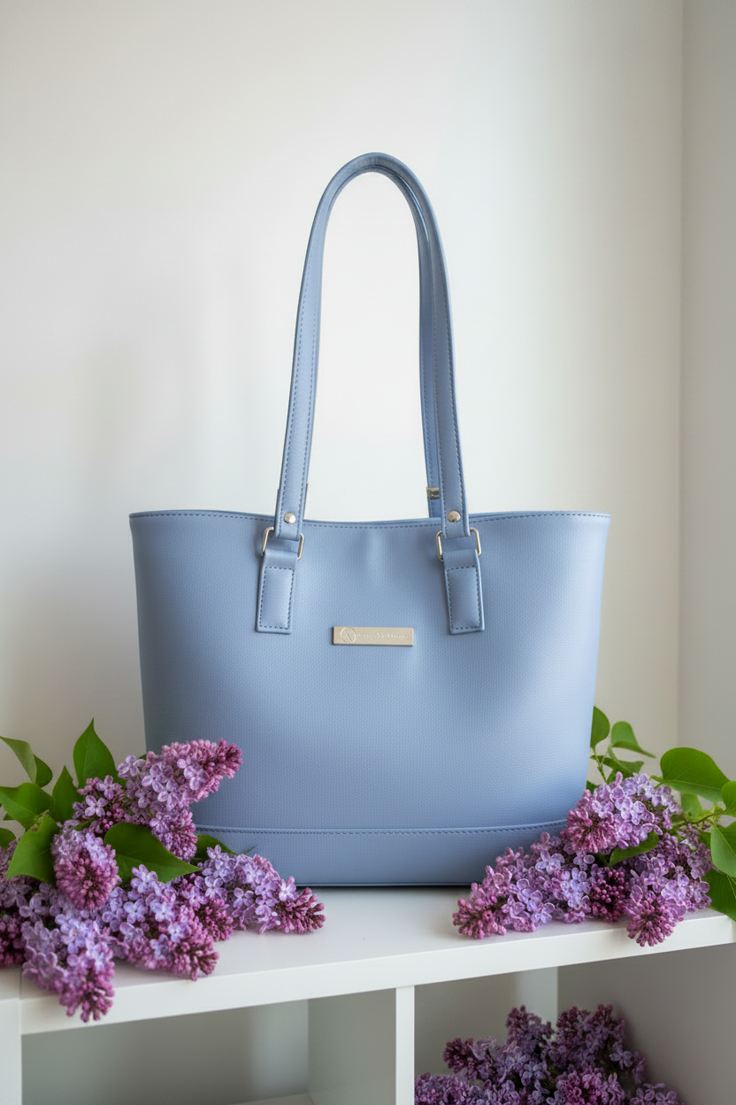 Big B Tote Powder Blue exterior Zip pocket