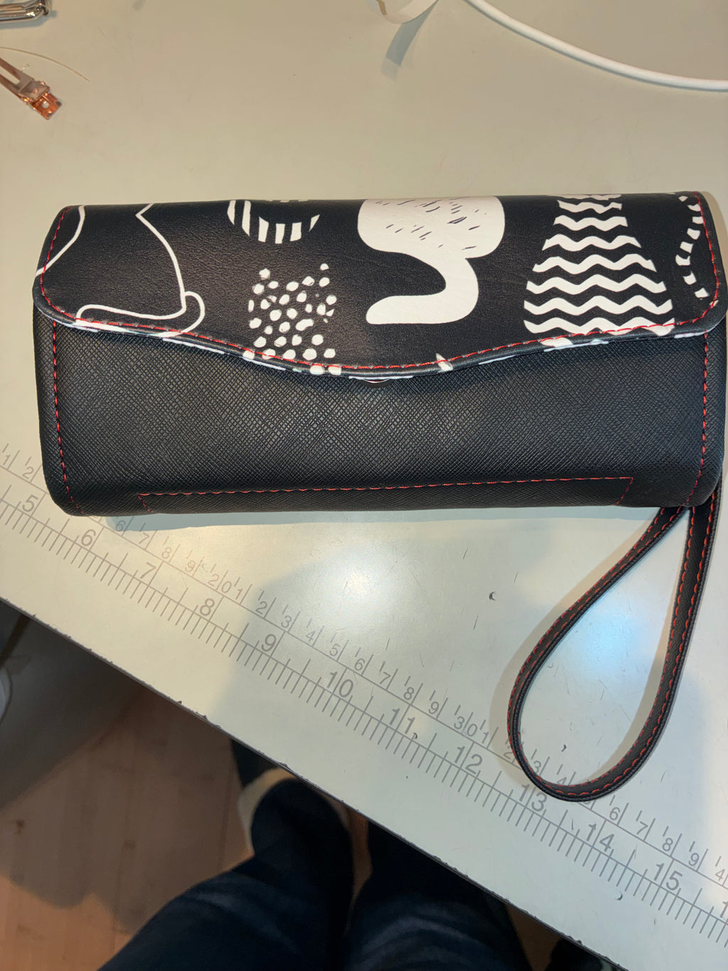 NCW Black Cat wristlet vinyl flap