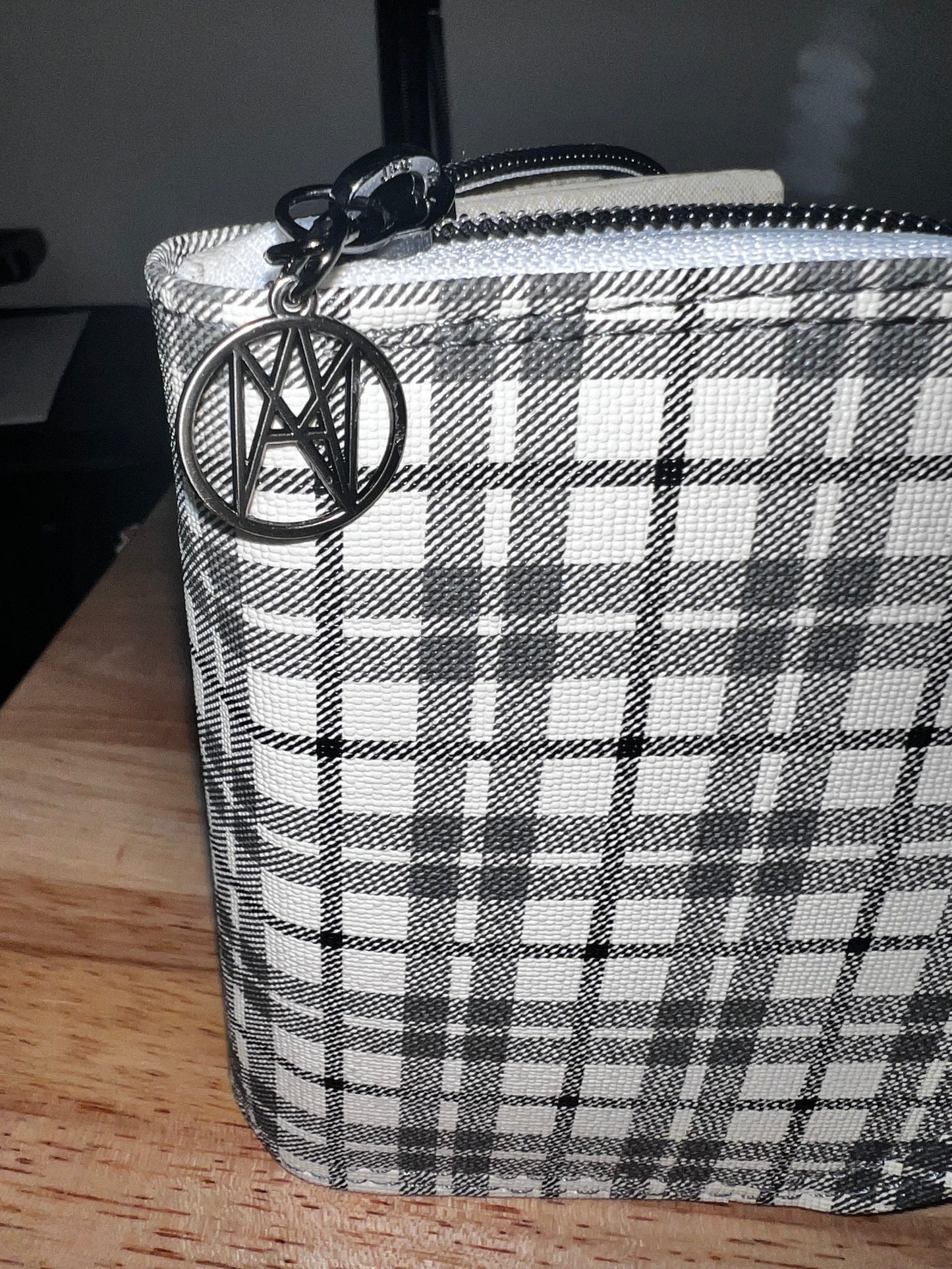 Zip around wallet plaid