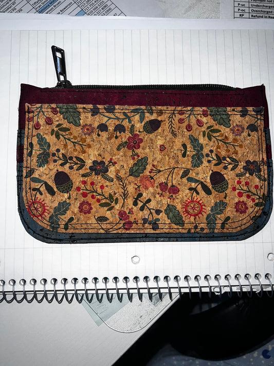 Cork floral and teal Wallet
