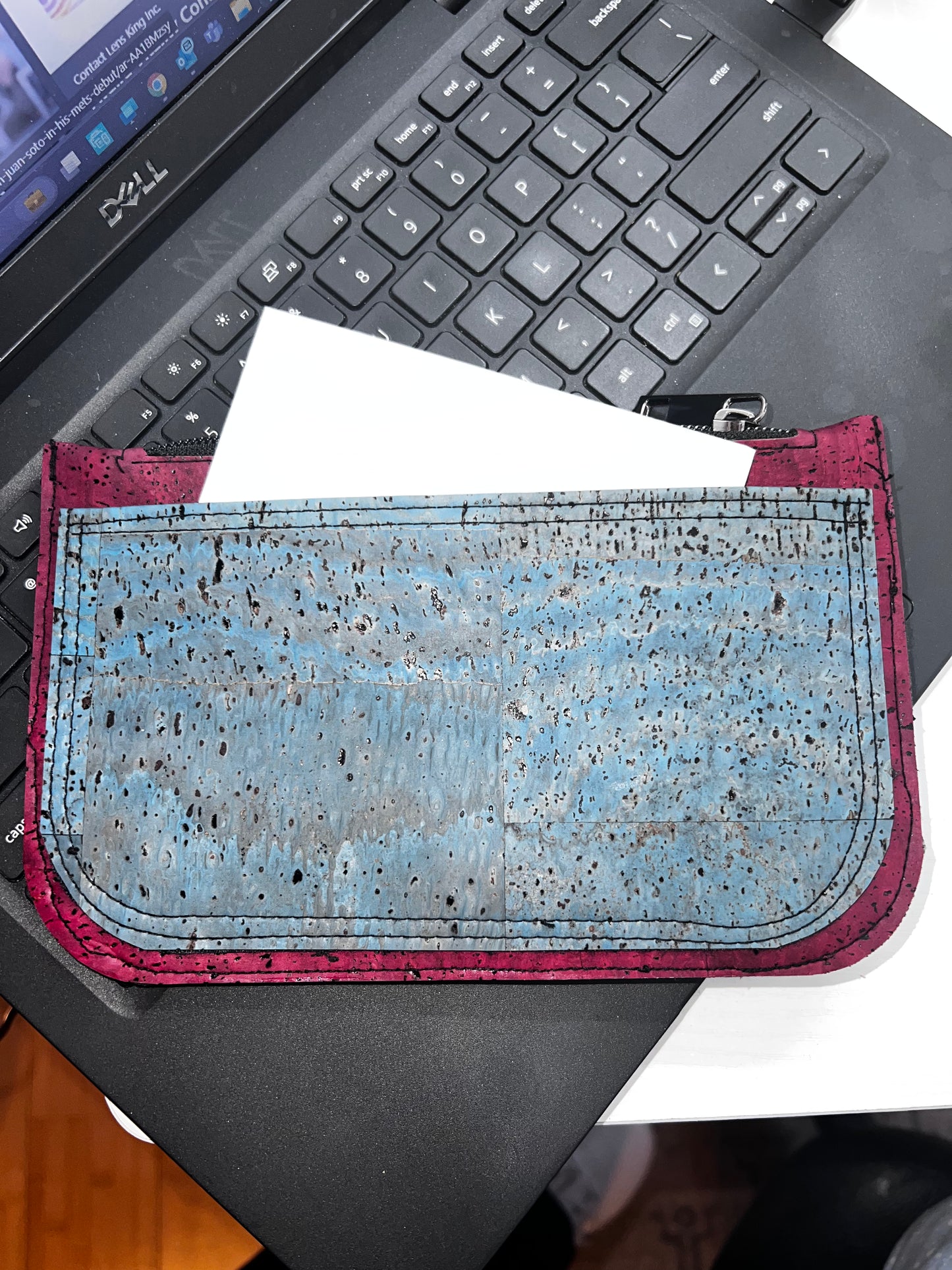 Cork floral and teal Wallet