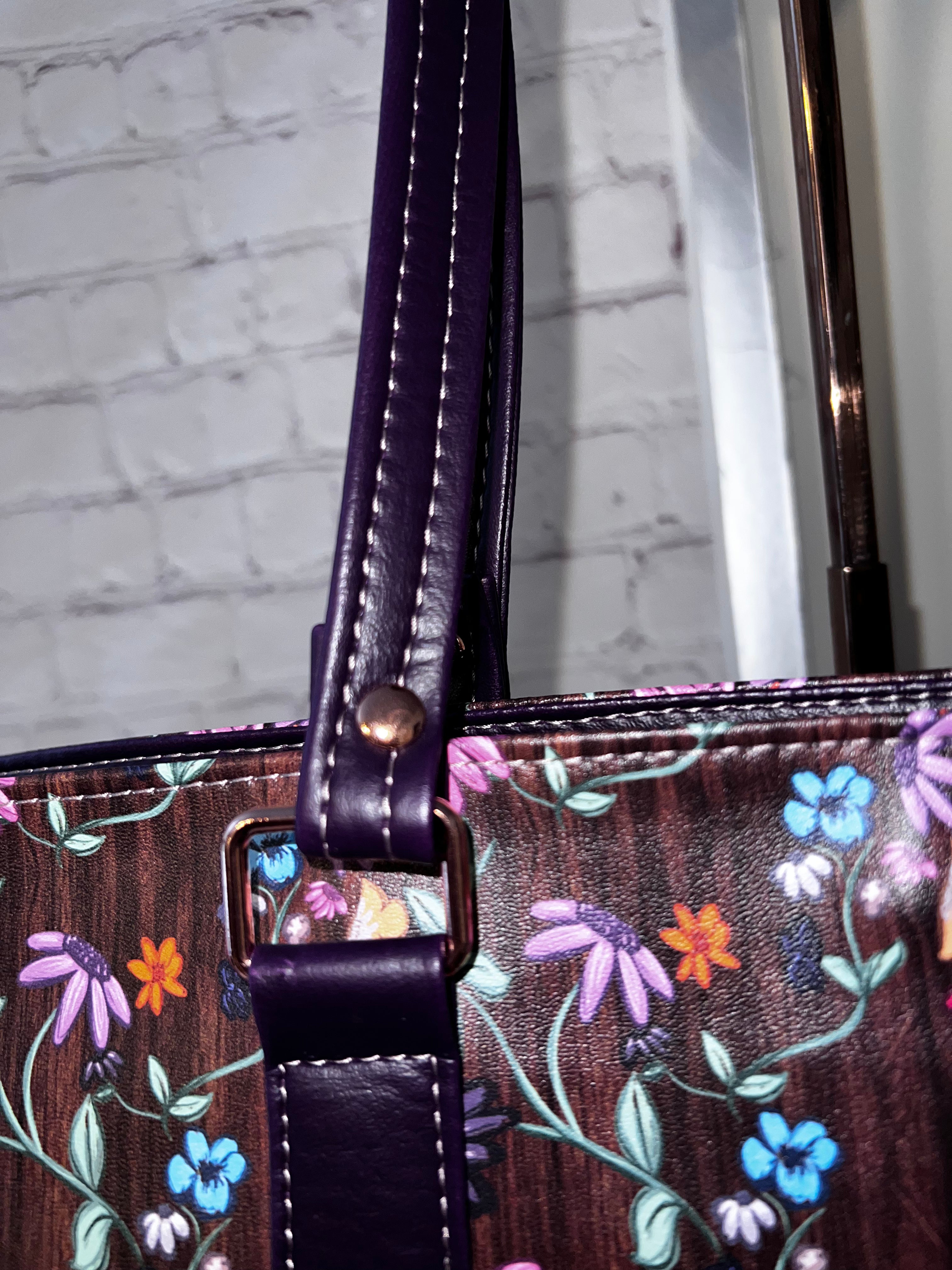 Big B Large Piano Floral and Royal purple Tote (10% larger)
