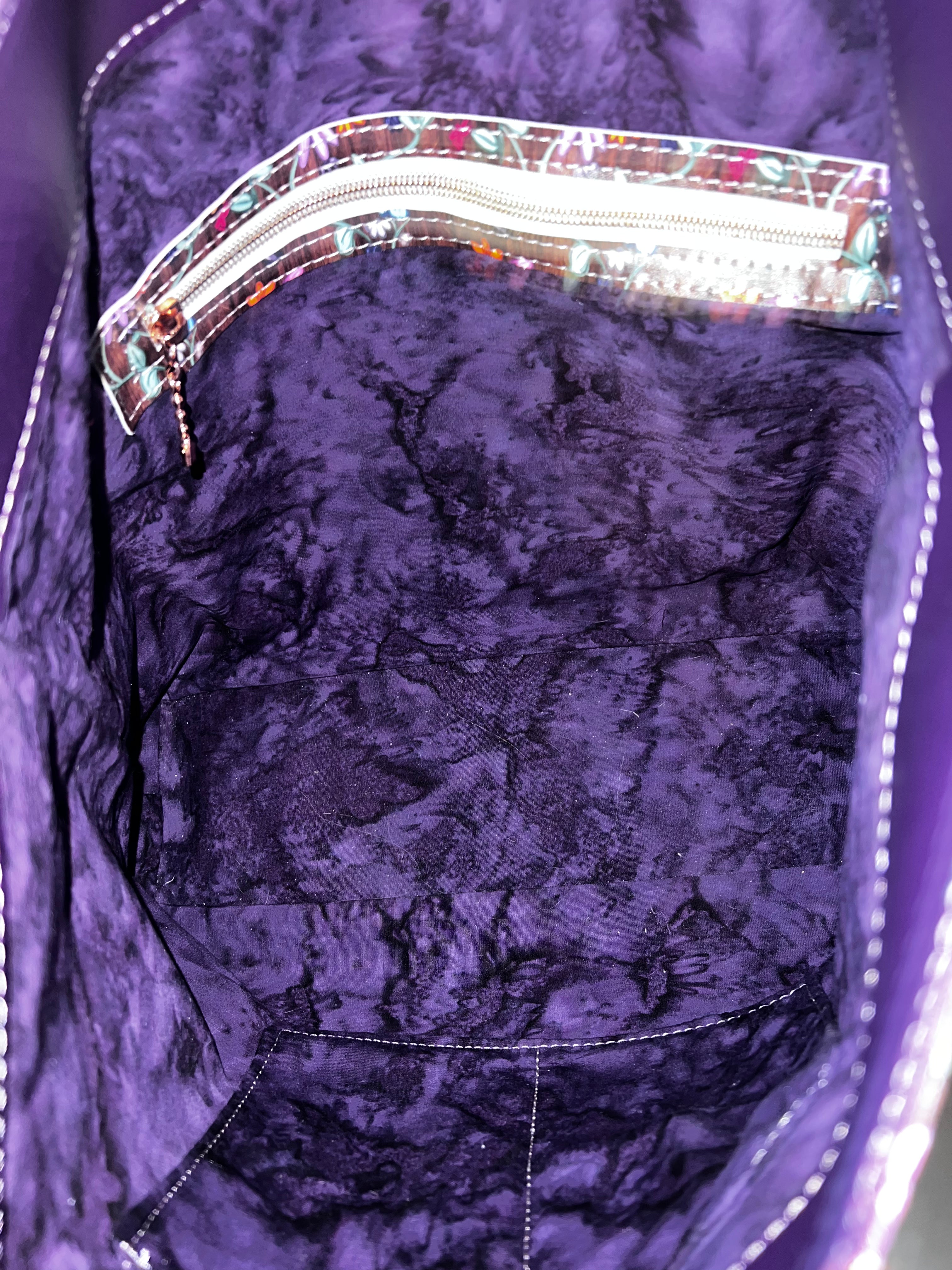 Big B Large Piano Floral and Royal purple Tote (10% larger)