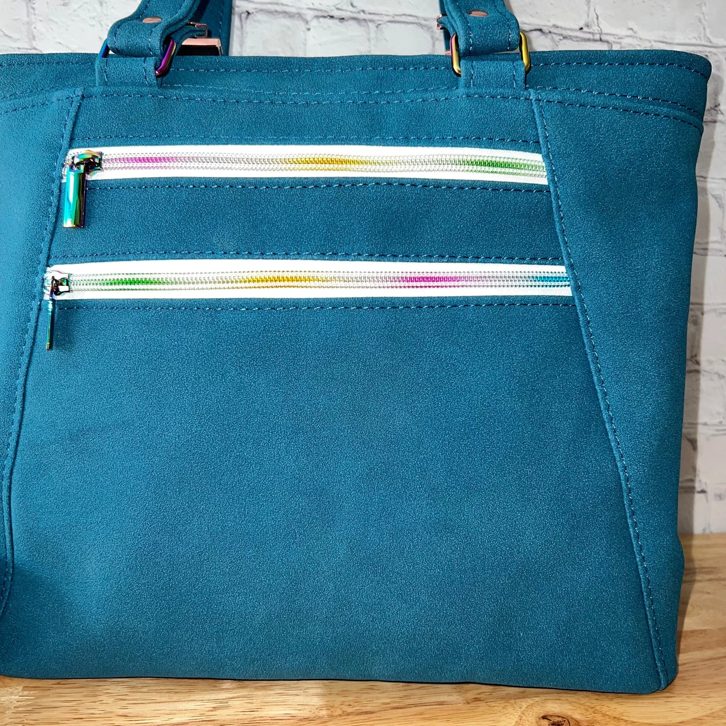 Apothecary Teal Blue Suede Faux handbag