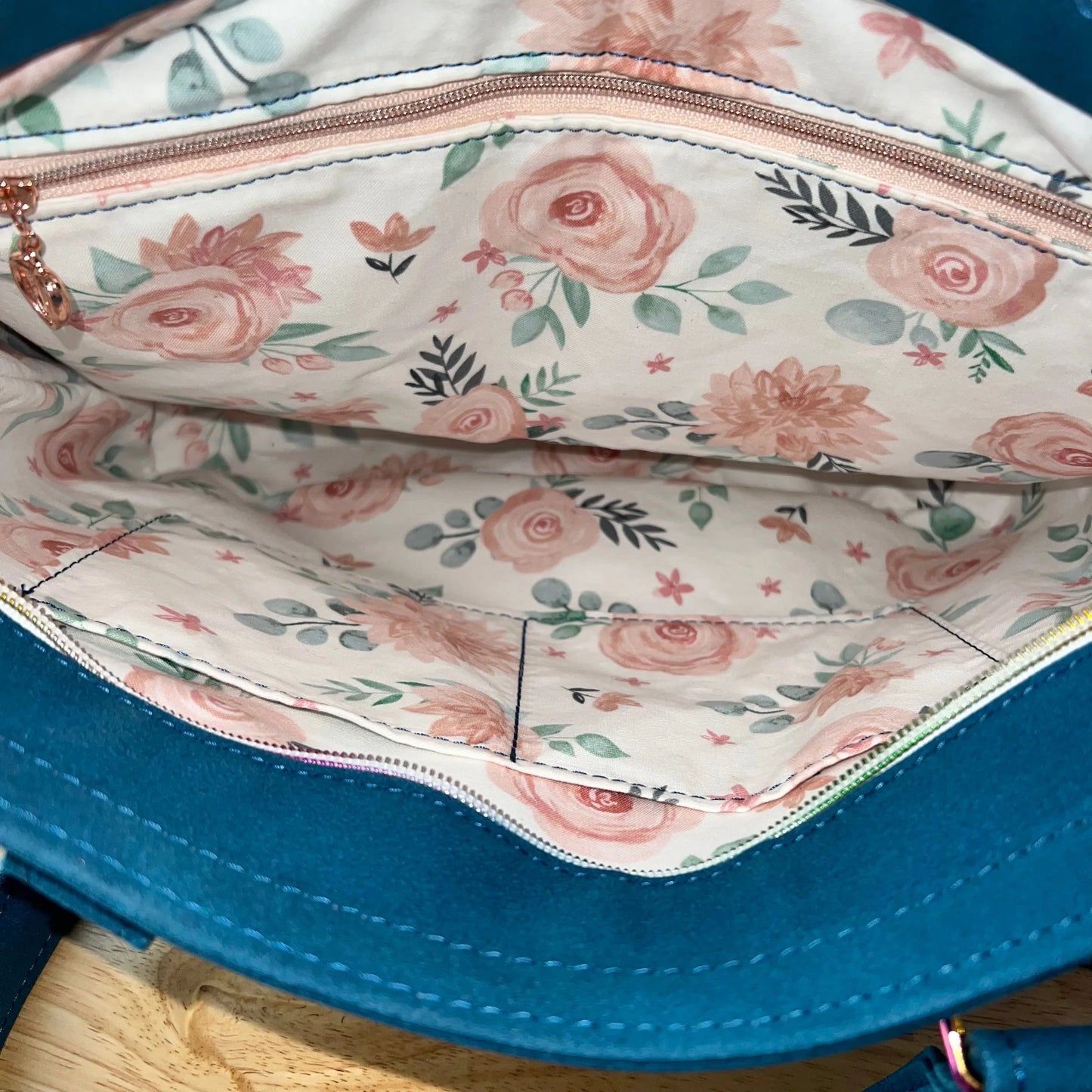 Apothecary Teal Blue Suede Faux handbag